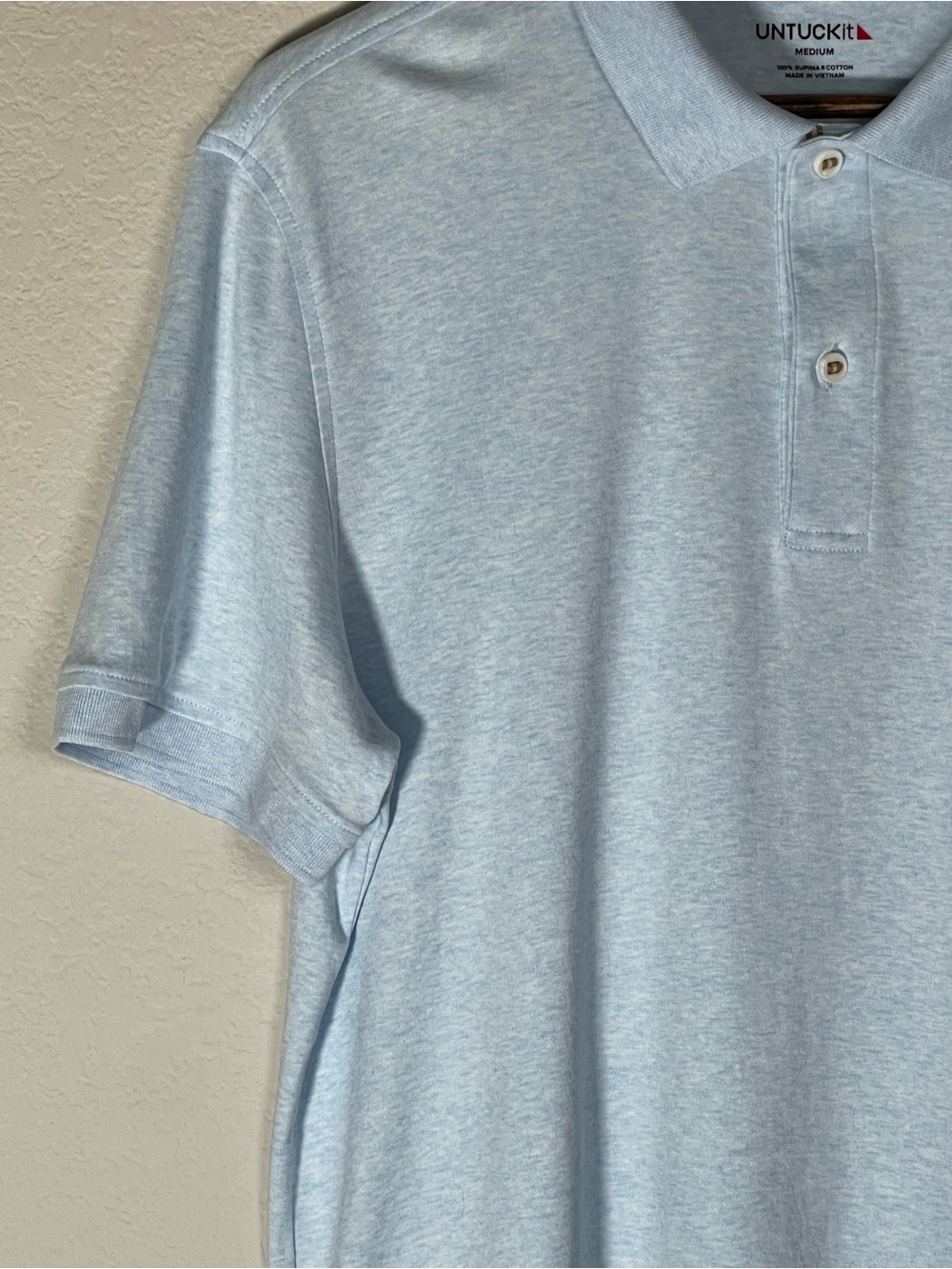 UnTuckit Men’s Polo in Supima Cotton Size Medium in Light Blue - Picture 3 of 10